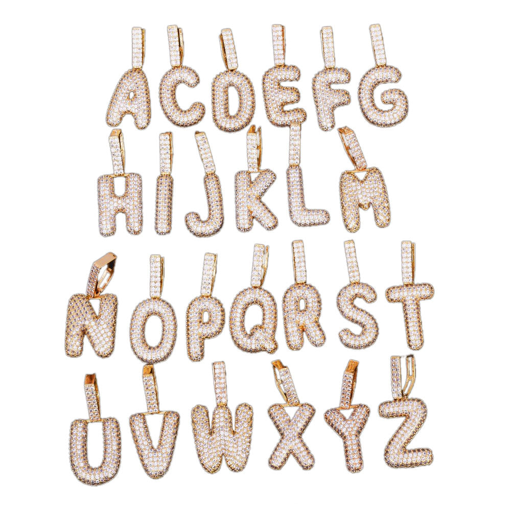 A-Z Small Bubble Letters Necklaces & Pendant Custom Name Charm For Men/Women Gold Silver Hip Hop Jewelry Cuban chain