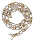 10mm Iced out Figaro chain Yellow gold cuban link chain ifandco shopgld vvs