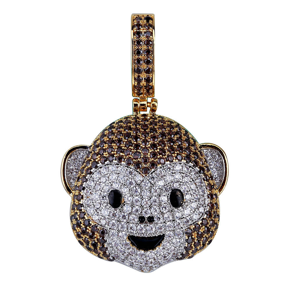 Iphone The Monkey Emoji pendant &amp; necklace in vvs simulated diamond ifandco shopgld