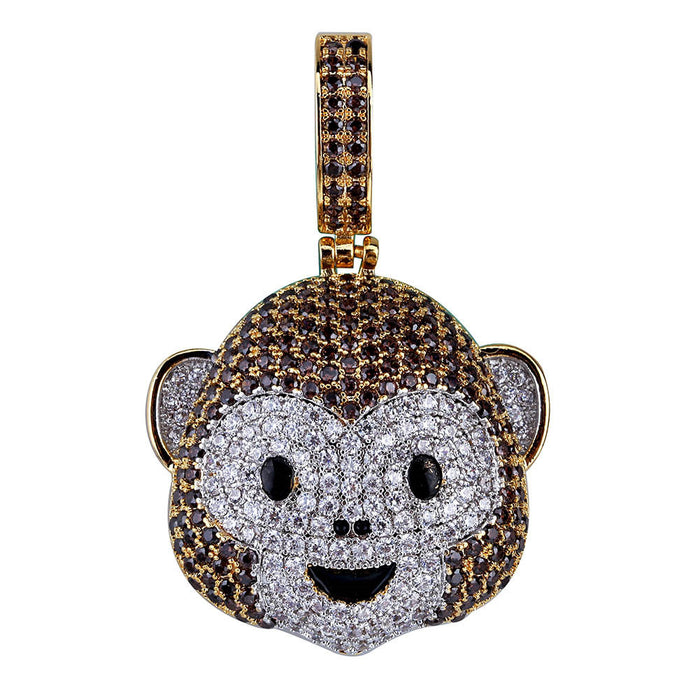 Iphone The Monkey Emoji pendant & necklace in vvs simulated diamond ifandco shopgld
