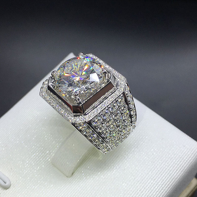 fully iced out single stone micro pave set vvs diamond ring affordable hip hop jewelry