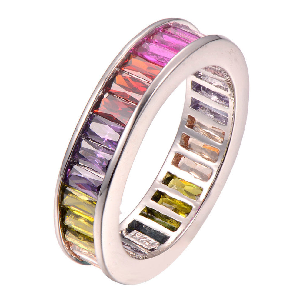 multicolored baguette diamond gemstone ring ifandco affordable hip hop jewelry