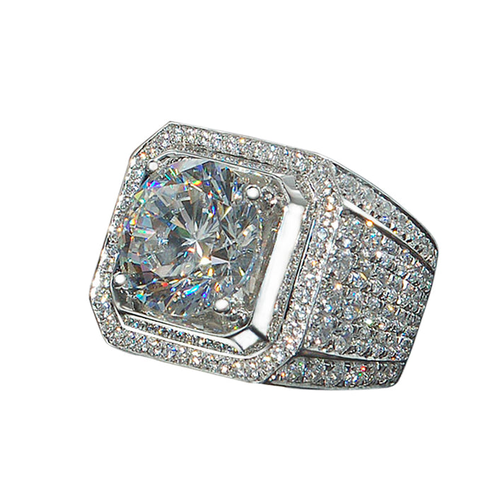 fully iced out single stone micro pave set vvs diamond ring affordable hip hop jewelry