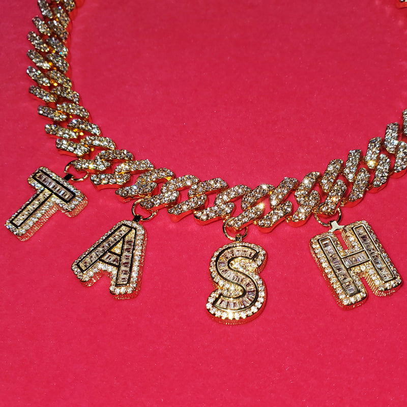 miami cuban links baguette custom a-z letter shopgld ifandco hip hop jewelery