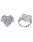 Fully iced 3D heart ring White Gold fashion nova shein coachella diamond ring hip hop jewelry rapper