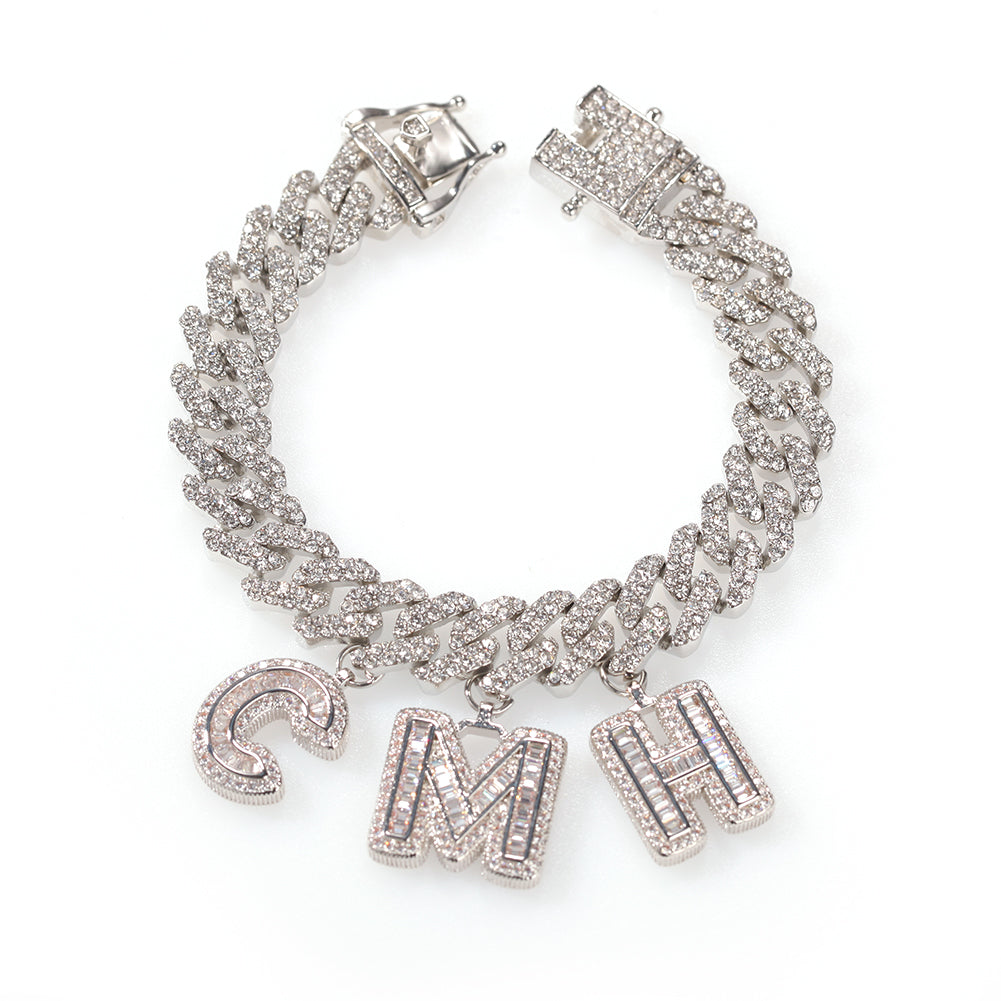 miami cuban links baguette custom a-z letter shopgld ifandco hip hop jewelery bracelet