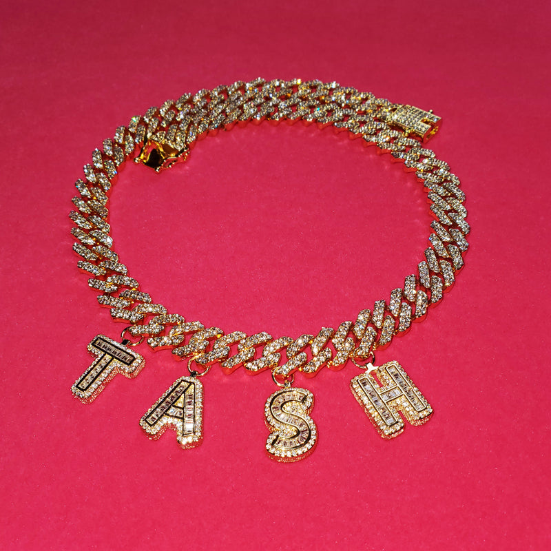 miami cuban links baguette custom a-z letter shopgld ifandco hip hop jewelery bracelet