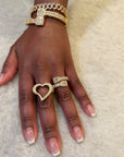 Fully iced hollow heart ring White Gold fashion nova shein coachella diamond ring hip hop jewelry rapper 