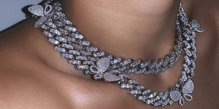 12mm miami cuban link butterfly choker diamond kylie jenner stormi playboi carti