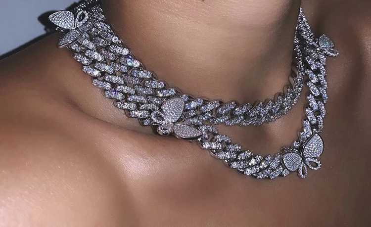 12mm miami cuban link butterfly choker diamond kylie jenner stormi playboi carti