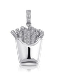 Emoji french fries pendant & necklace with free matching chain free shipping white gold diamond emoji necklace chain 