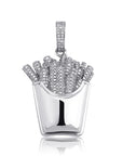 Emoji french fries pendant & necklace with free matching chain free shipping white gold diamond emoji necklace chain 