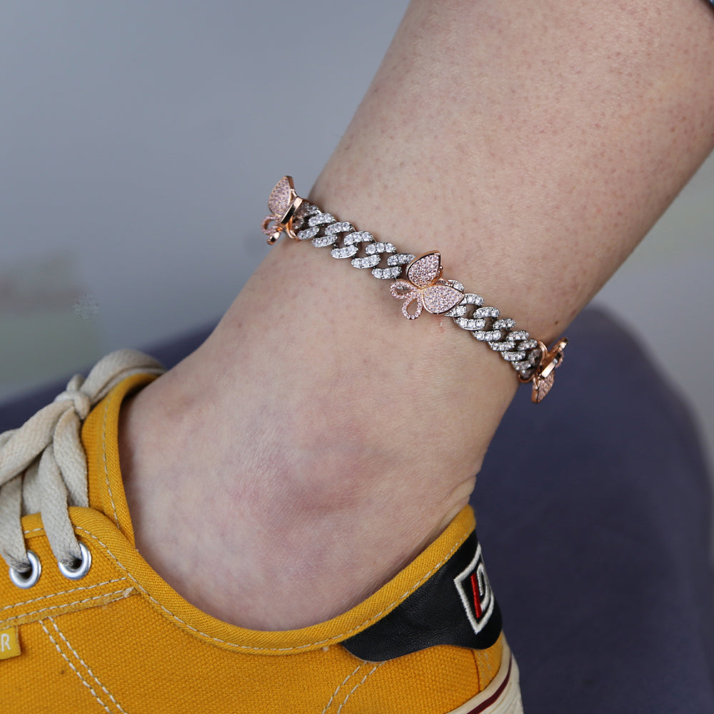 kylie jenner butterfly travis scott cuban links chain anklet bracelet diamond rich girls shopgld
