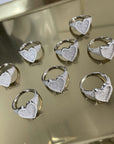 Fully iced 3D heart ring White Gold fashion nova shein coachella diamond ring hip hop jewelry rapper