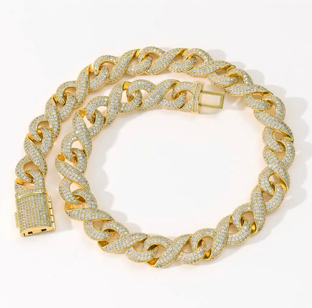 15mm Infinity cuban link necklace chain diamond ifandco shopgld hip hop jewelry celebrity jewelers diamond yellow gold gold price