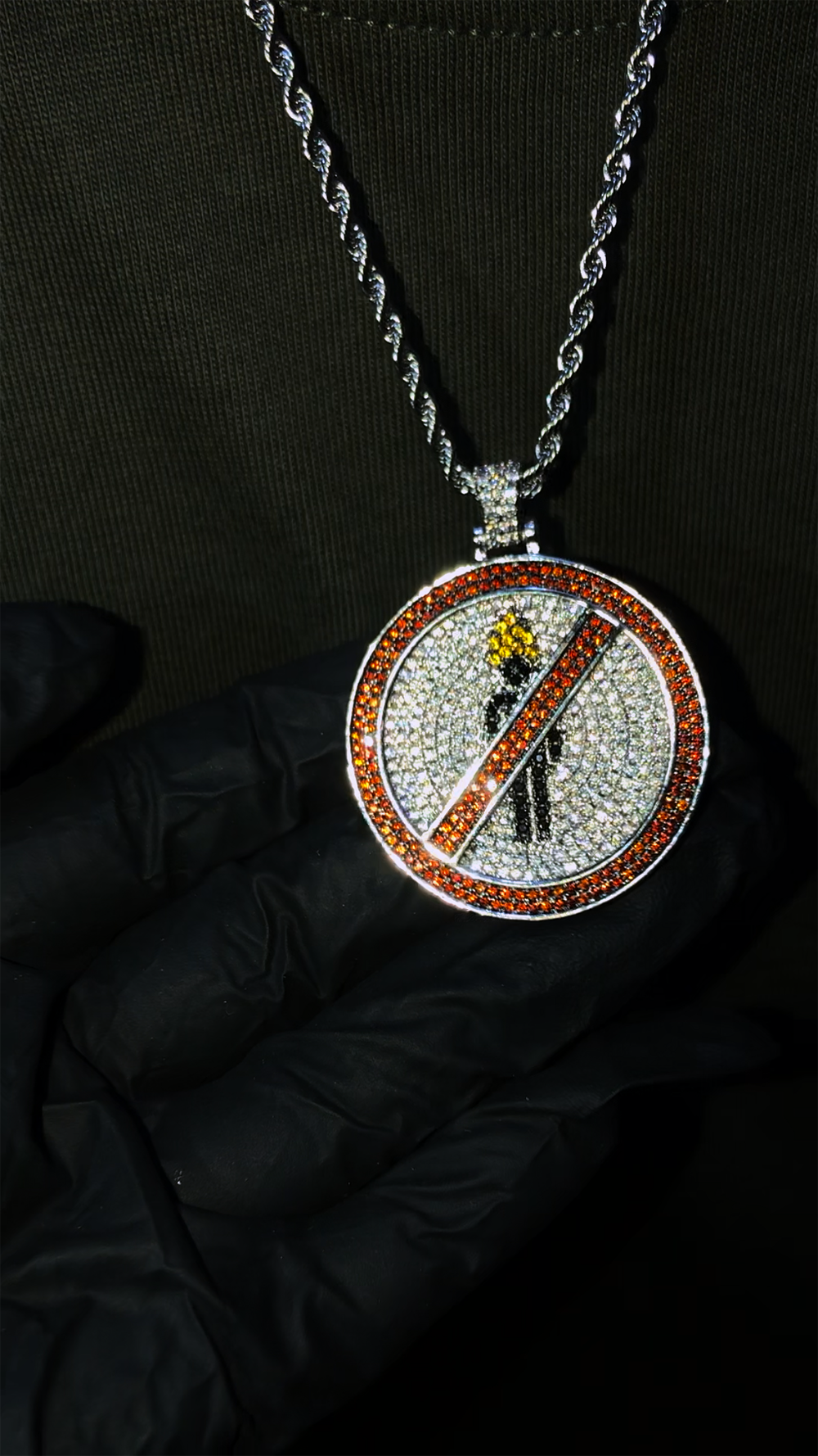 travis scott laflame no bystanders chain necklace pendant astroworld