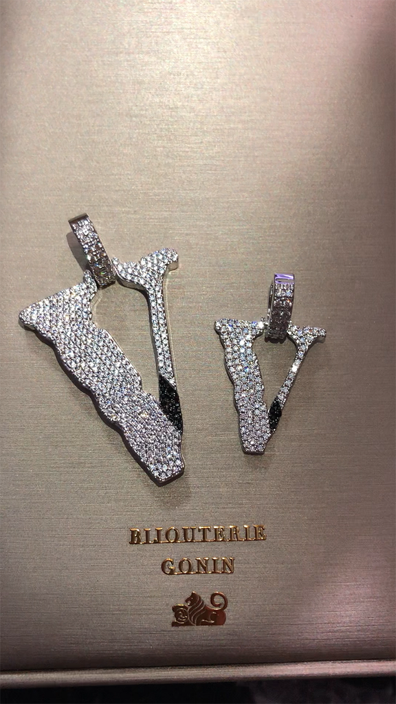 liluzivert ian conner VLONE V diamond pendant necklace chain ifadnco playboi carti ianconnorsrevenge