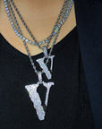 lil uzi VLONE V diamond pendant necklace chain ifadnco playboi carti ian connor 