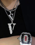 lil uzi VLONE V diamond pendant necklace chain ifadnco playboi carti ian connor 