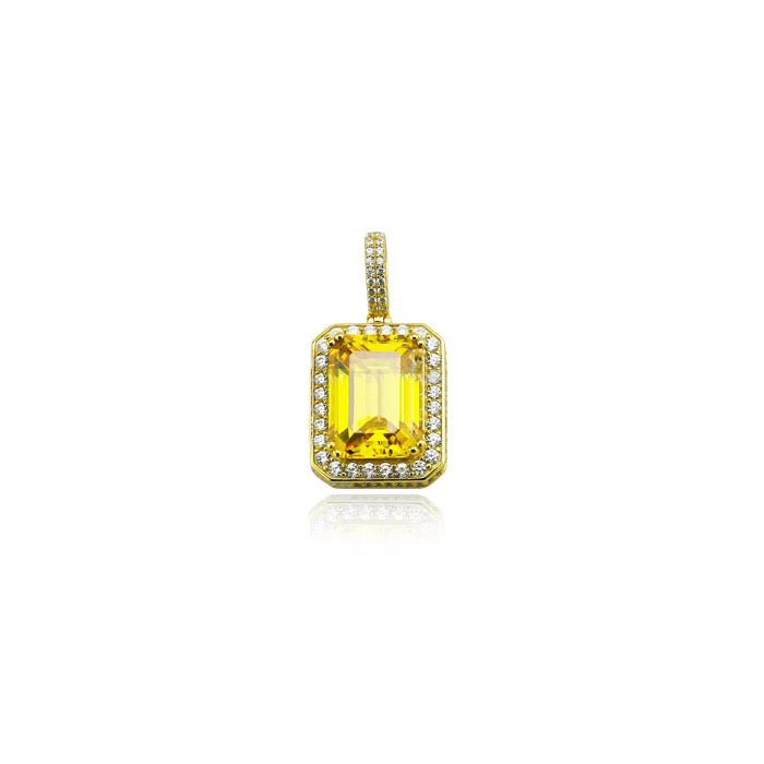gemstone canary pendant necklace chain ifandco affordable hip hop jewelry