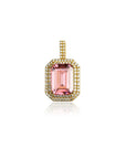 gemstone pink sakura pendant necklace chain affordable hip hop jewelry