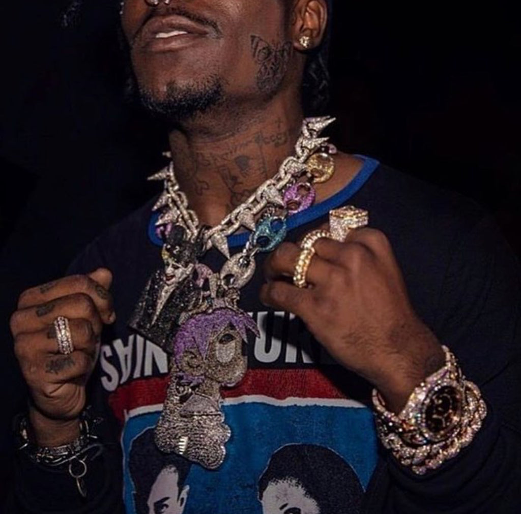 vlone v pendant necklace chain as seen on lil uzi vert diamond vvs ifandco