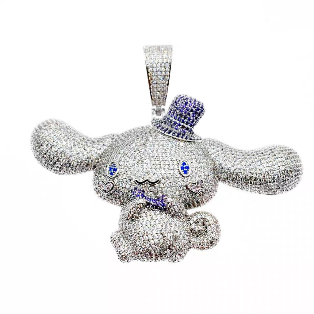 fully iced out diamond Cinnamoroll necklace sanrio ifandco custom jewelry jewelers exclusive hollywood rapper celebrities cardib