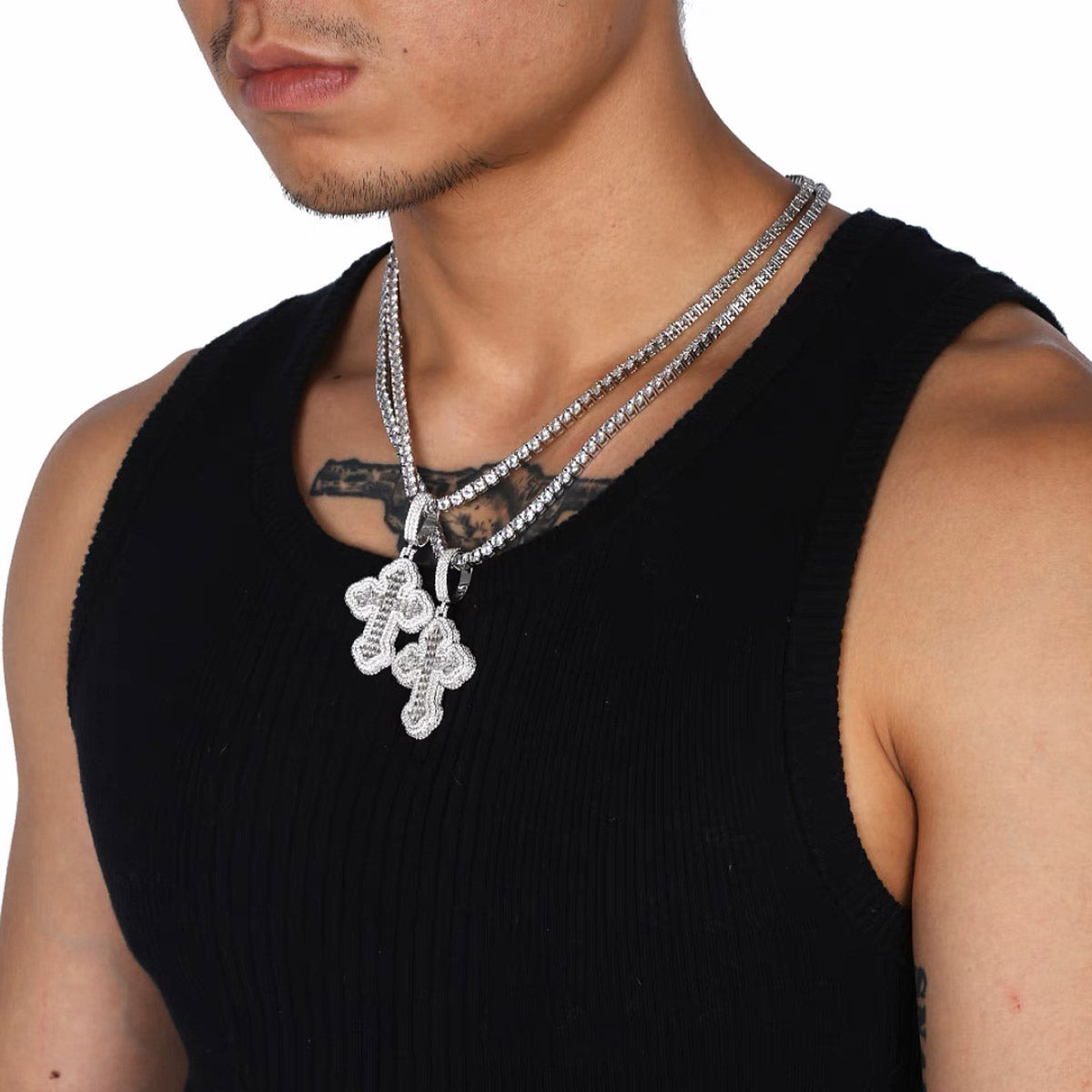 Vintage Baguette cross deluxe tyga diamond necklace pendant chain hip hop jewelry rappers high end custom jewelers hollywood celebrities migo travis scott gld