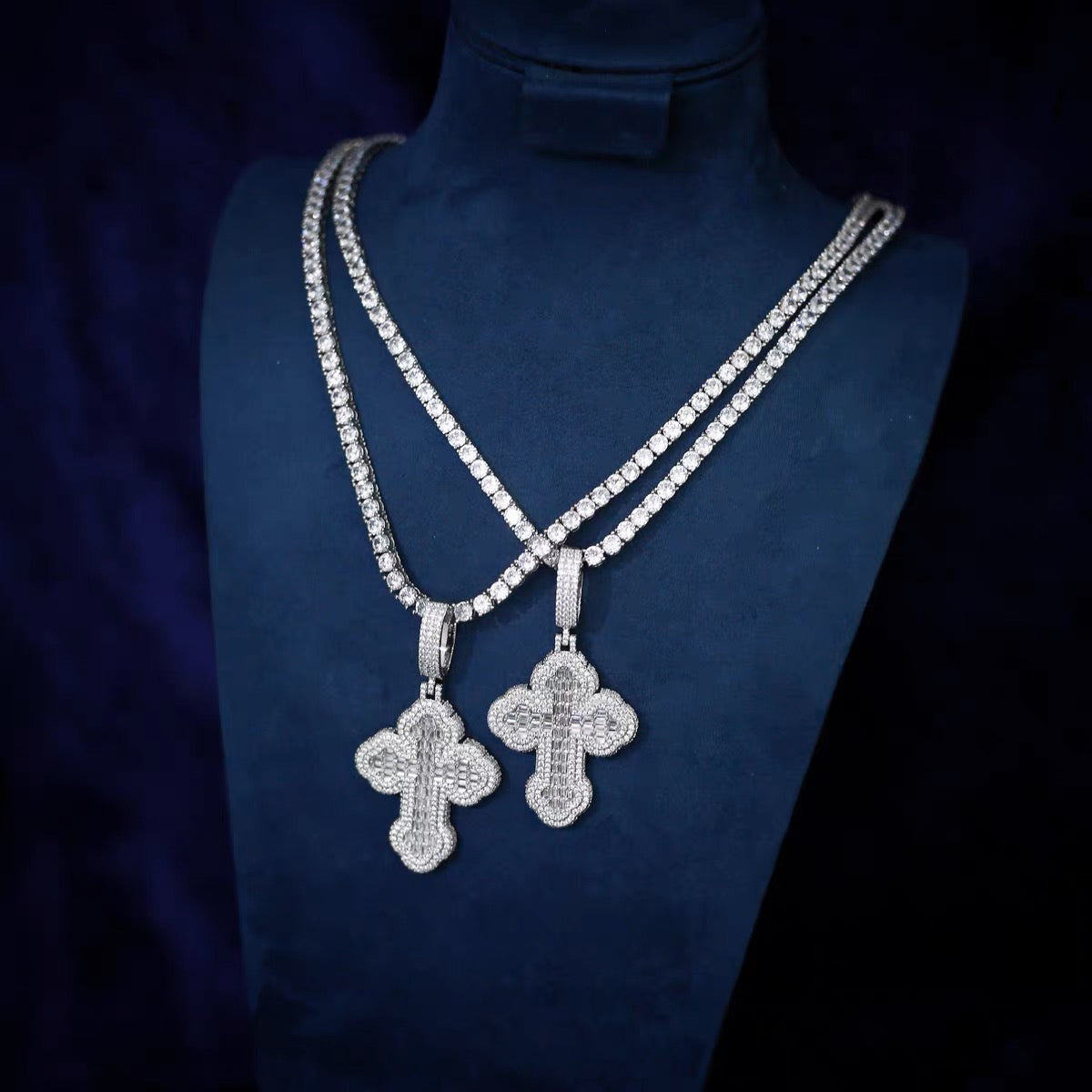 Vintage Baguette cross deluxe tyga diamond necklace pendant chain hip hop jewelry rappers high end custom jewelers hollywood celebrities migo travis scott gld