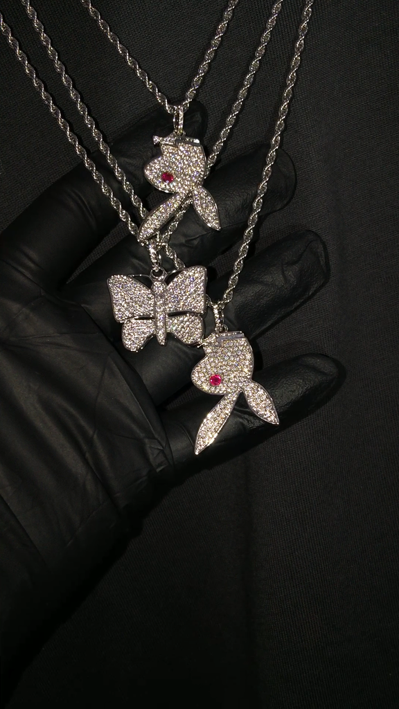 playboi carti butterfly pendant necklace chain vvs diamond ifandco uzi