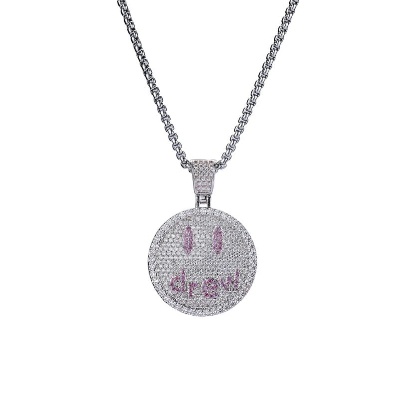 Drew Smiley face as seen on Justin bieber pendant necklace chain vvs ifandco diamond free