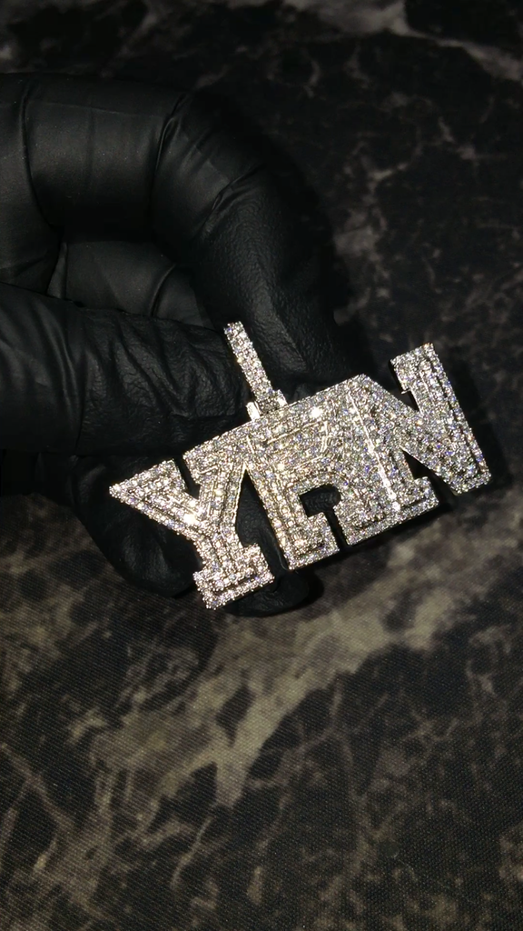 Migo yung rich nation logo pendant necklace chain vvs diamond offset quavo takeoff ifandco custom jewelry