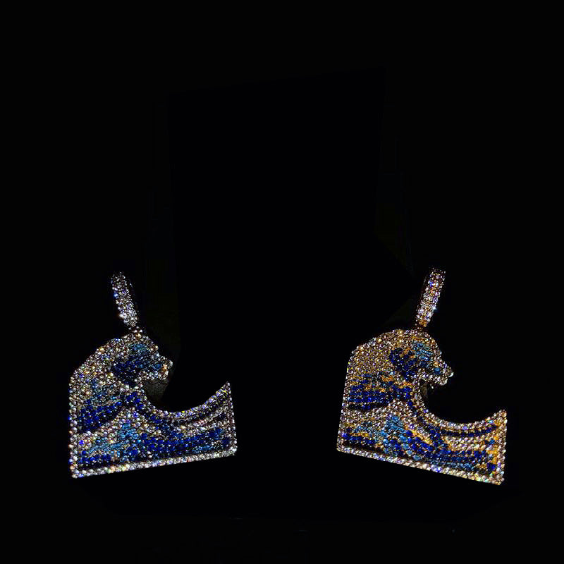 emoji wavey iphone facebook wave pendant necklace chain ifandco custom vvs diamond