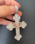 Vintage broken heart cross deluxe pendant & diamond necklace with free matching chain cuban links chain included as seen on Tyga.
