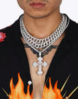 Vintage broken heart cross deluxe pendant & diamond necklace with free matching chain cuban links chain included as seen on Tyga.