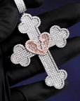 Vintage broken heart cross deluxe pendant & diamond necklace with free matching chain cuban links chain included as seen on Tyga.
