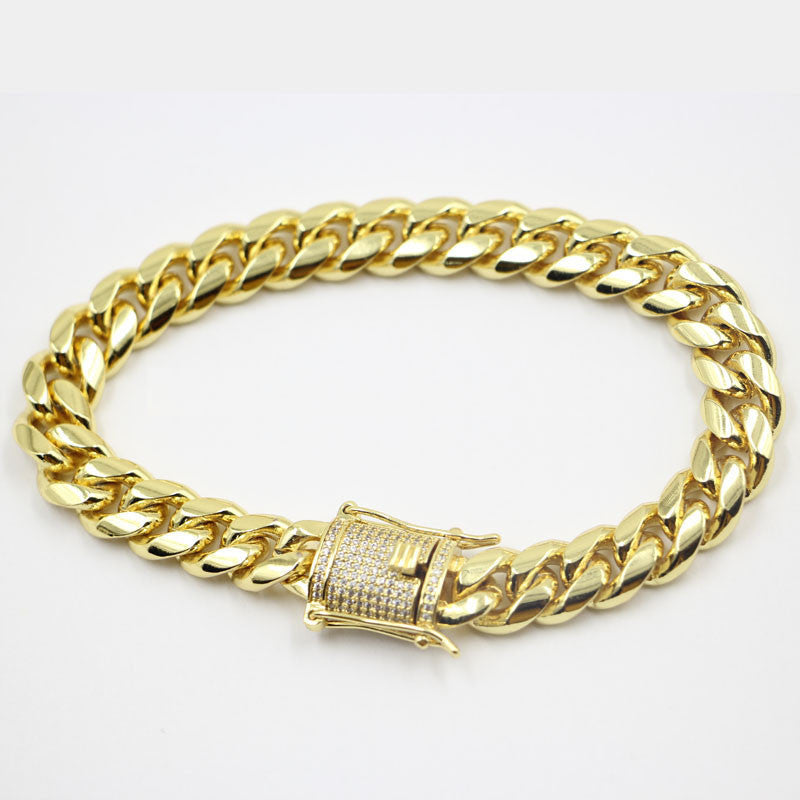 Cuban link bracelet with fully iced custom clasp