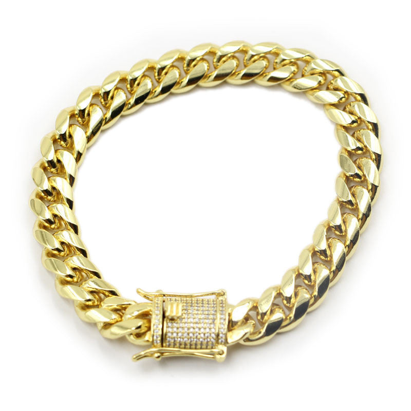 Cuban link bracelet with fully iced custom clasp