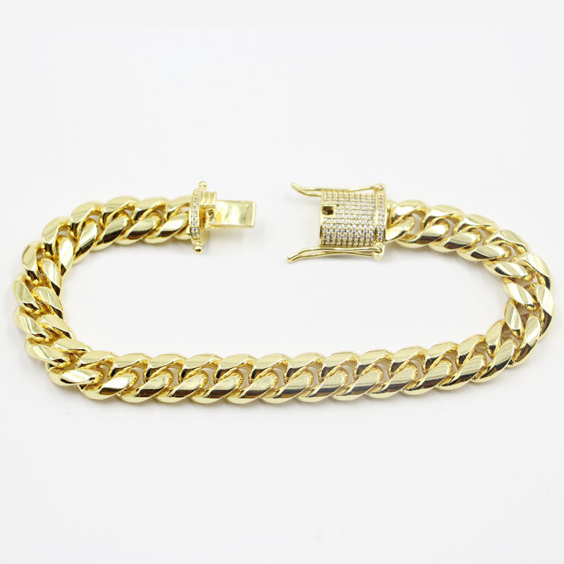 Cuban link bracelet with fully iced custom clasp