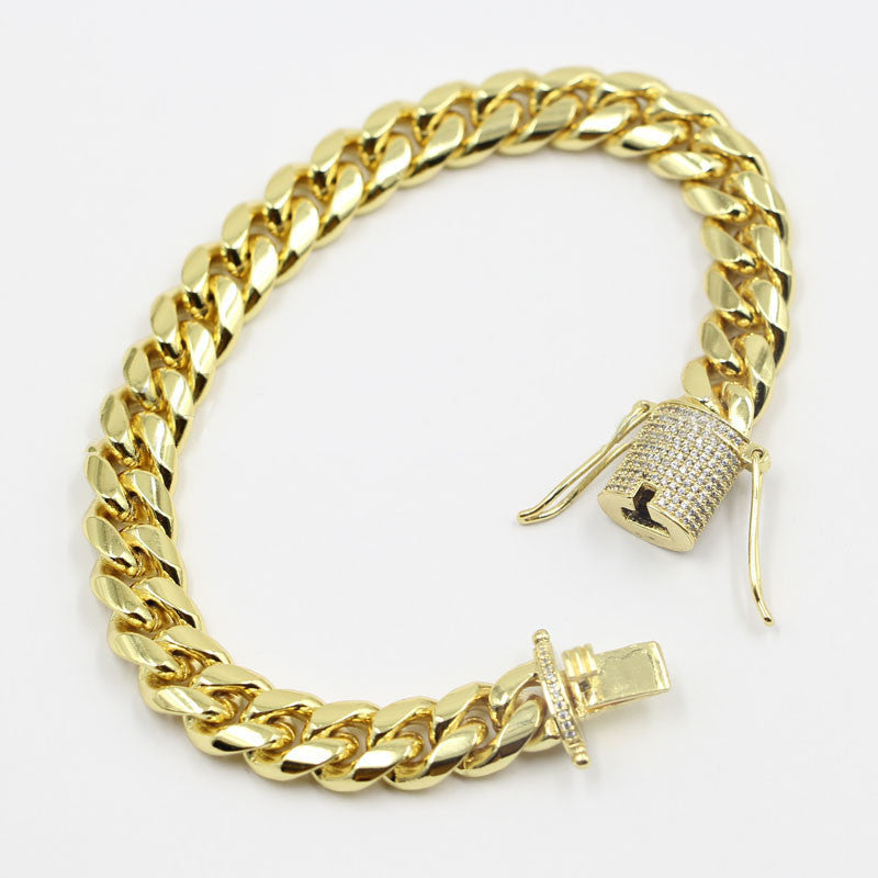 Cuban link bracelet with fully iced custom clasp
