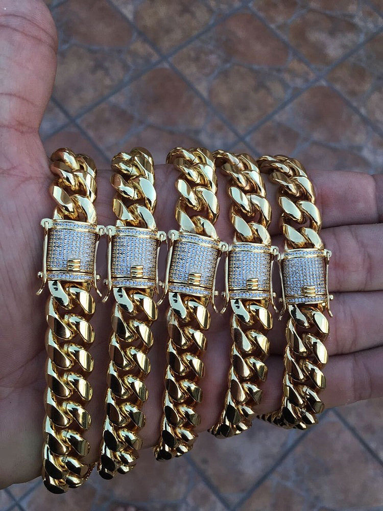 Cuban link bracelet with fully iced custom clasp