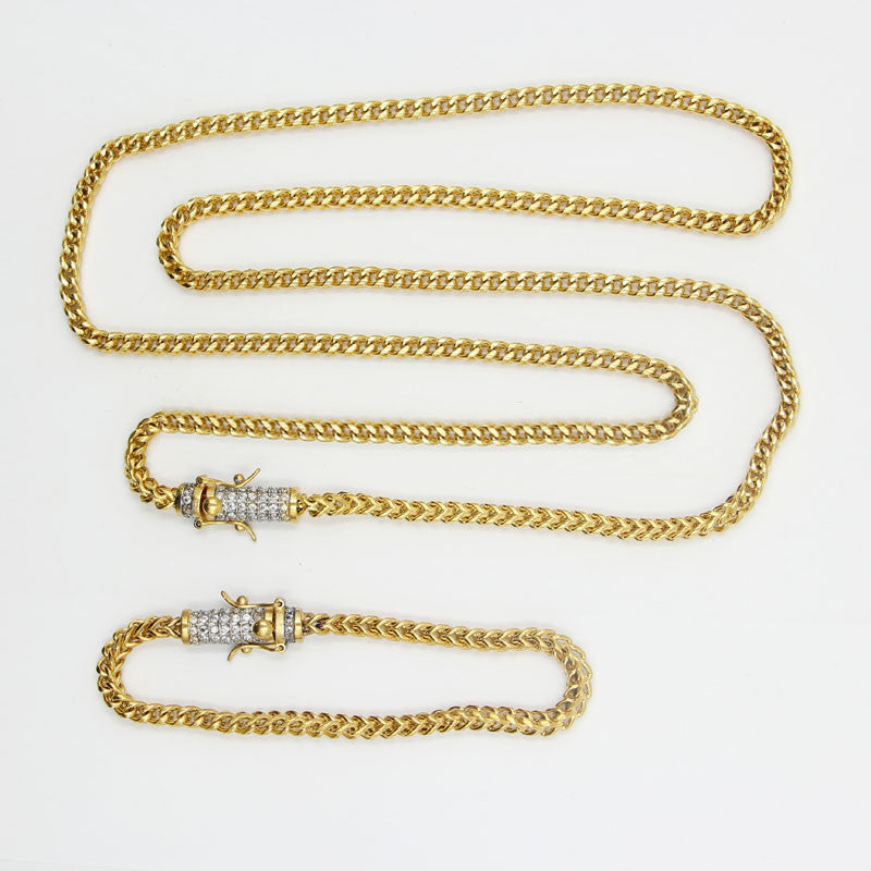 Franco chain necklace with fully iced custom clasp