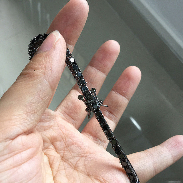 Tennis necklace Diamond link in black