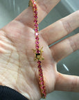 Tennis necklace Diamond link in Ruby and yellow gold
