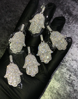Hamsa hand fully iced pendant necklace fatima ifandco diamond