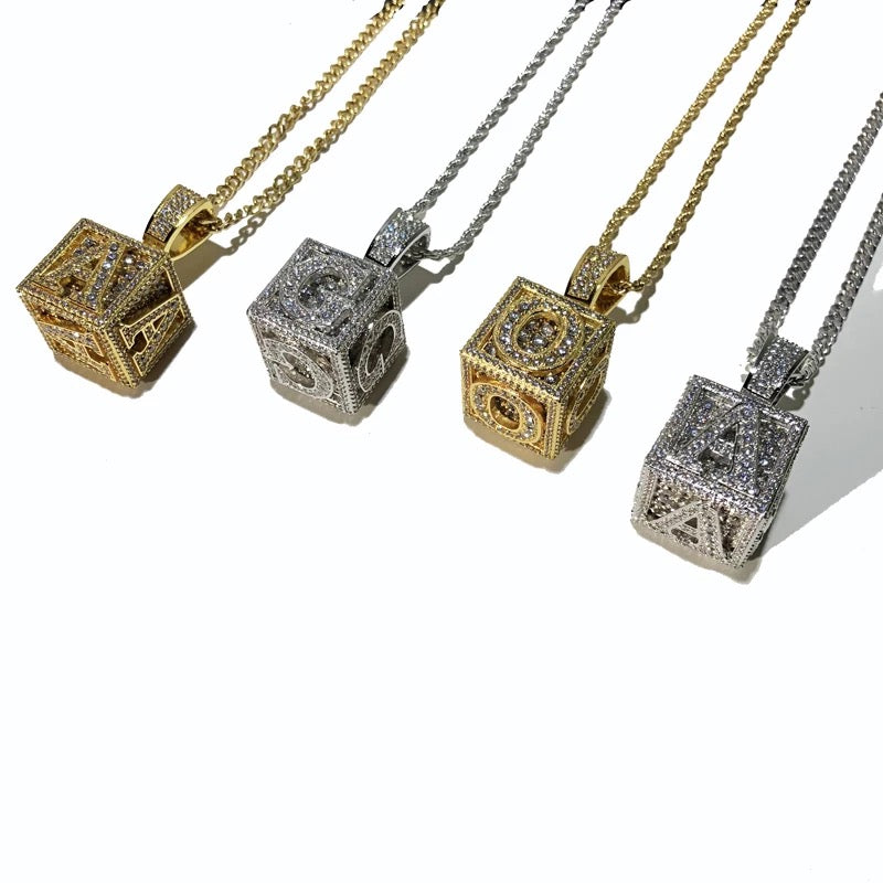affordable hip hop custom jeweler iced out baby block letter pendant necklace chain shopgld
