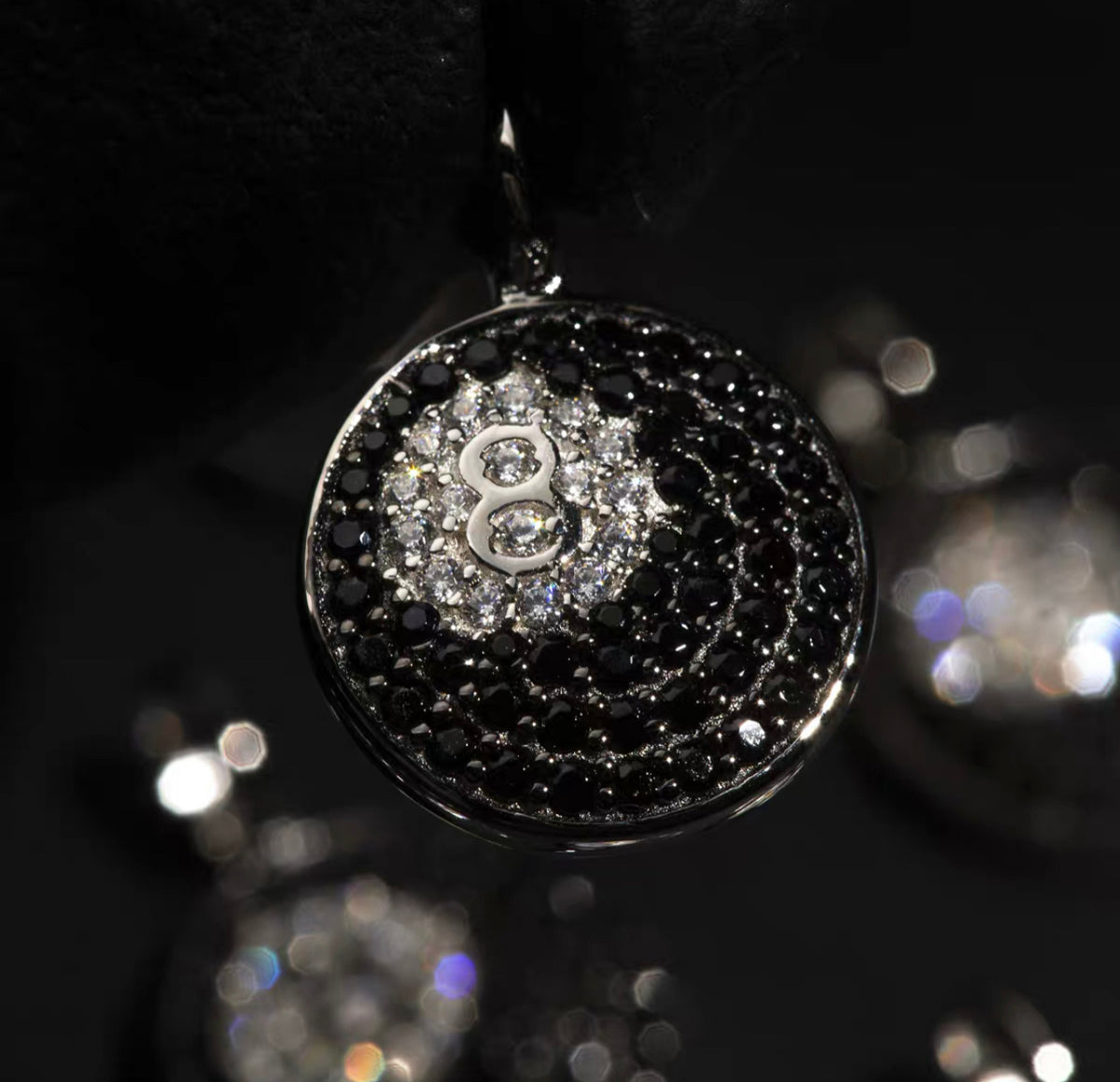 eight-ball pendant necklace chain diamond ifandco nano eyefunny