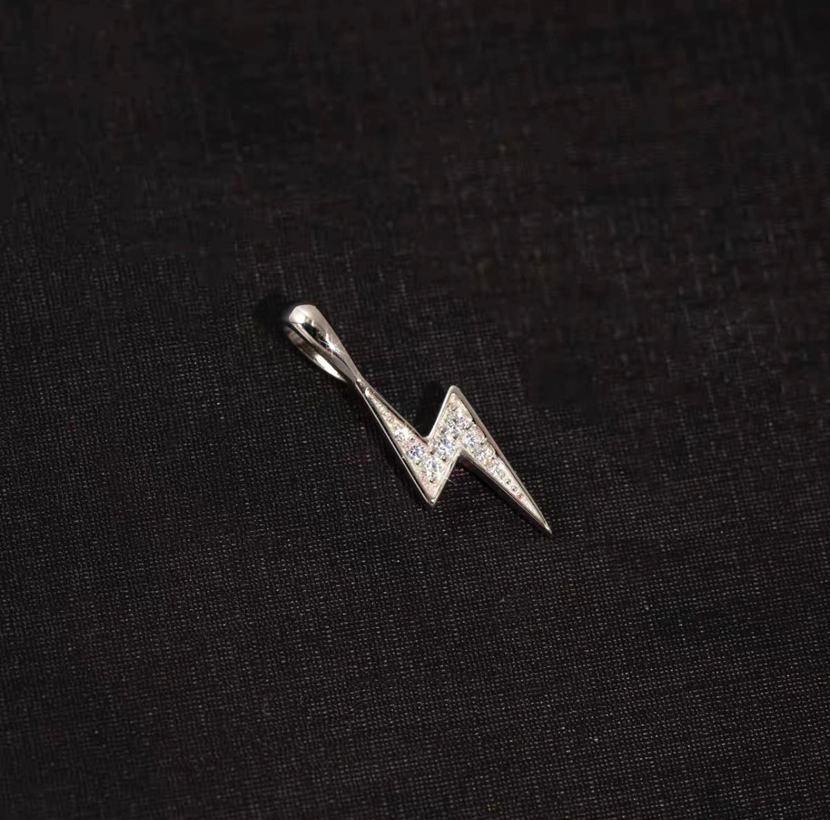 Fully iced thunderbolt pendant necklace chain diamond ifandco nano eyefunny