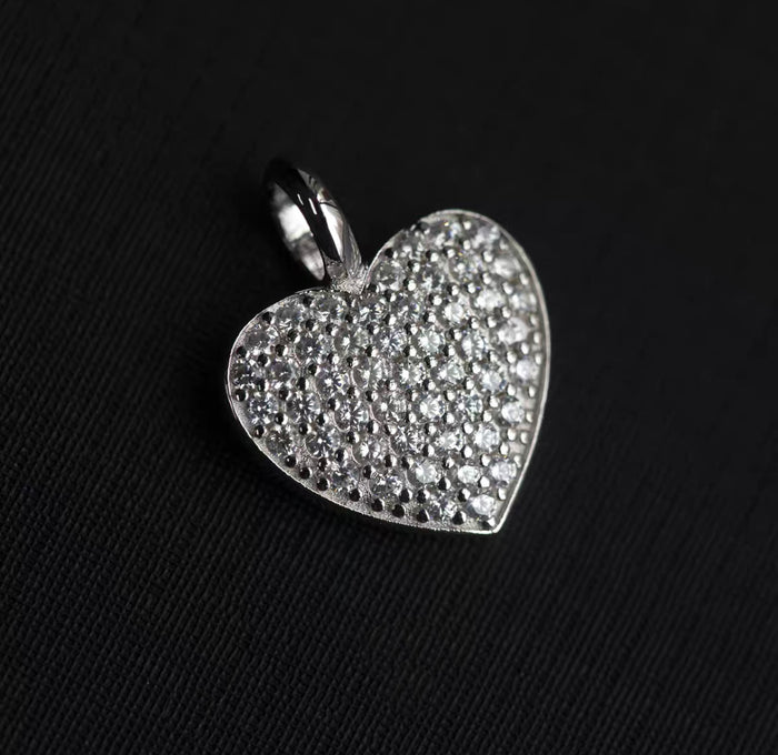 Fully iced heart pendant necklace chain diamond ifandco nano eyefunny