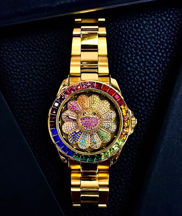 Hublot introduces Classic Fusion Takashi Murakami All Black limited edition watch featuring the artist's signature smiling flower.